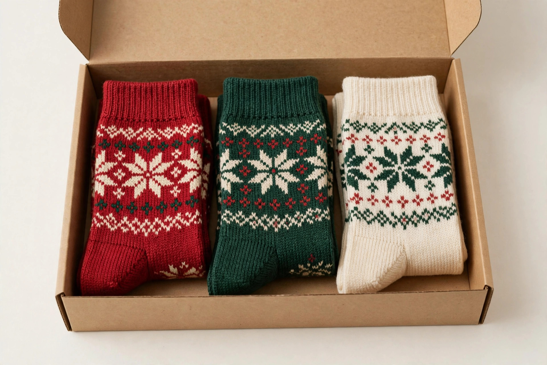 Alpine Gift Box with three fair-isle knit socks