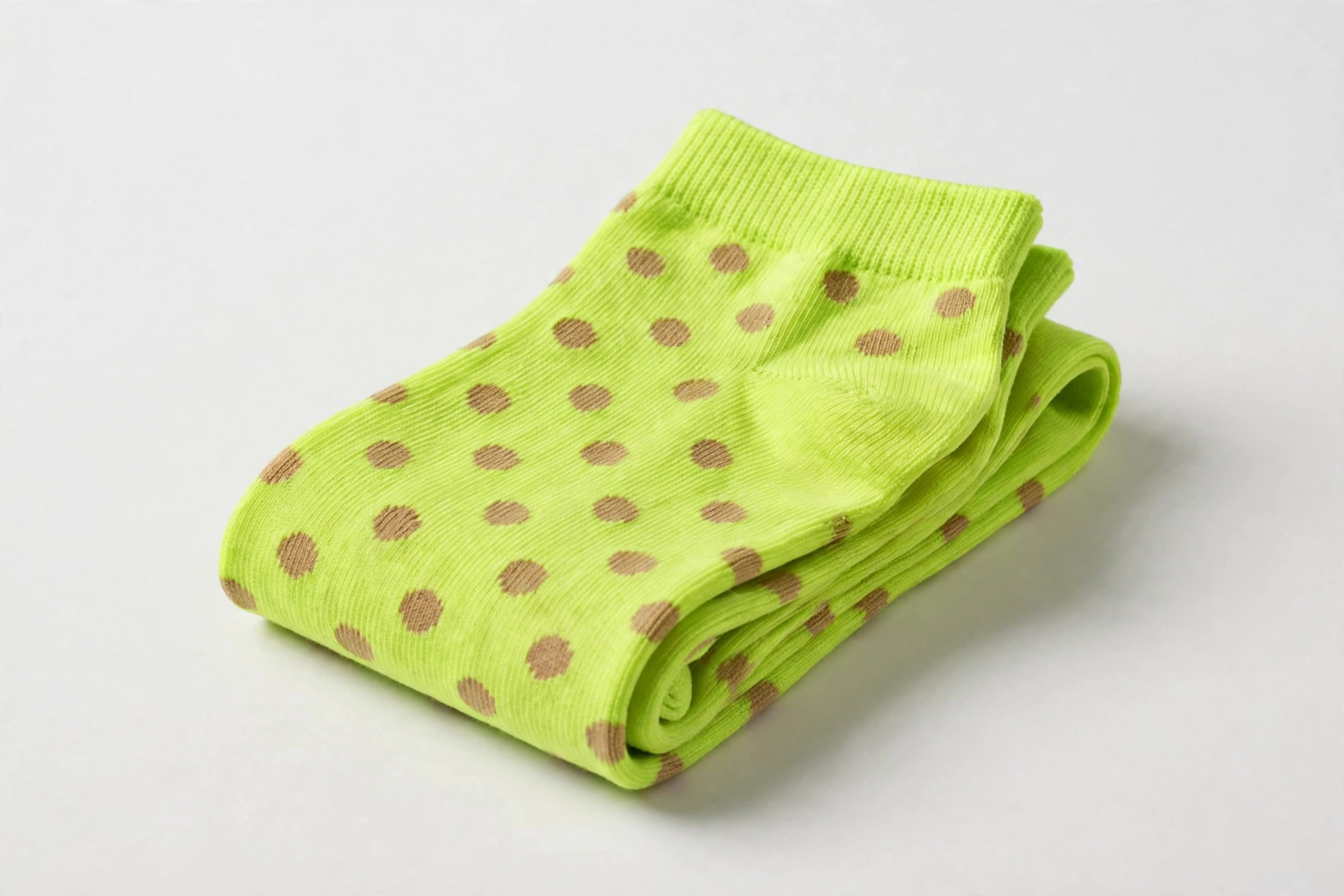 Lime Punch Dot neon lime socks with tan polka dots